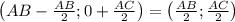 \left(AB - \frac{AB}{2}; 0 + \frac{AC}{2}\right) = \left(\frac{AB}{2}; \frac{AC}{2}\right)
