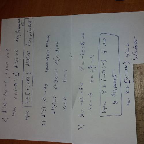 1)відомо що f'(x)=1-x і функція визначена на множинні дійсних чисел.який проміжок впадання цієї функ