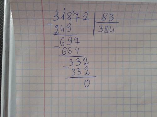 Зробіть будь-ласка пояснення до прикладу: 31872: 83=384 дуже потрібно дякую наперед