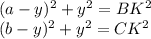 (a-y)^2+y^2=BK^2\\
(b-y)^2+y^2=CK^2