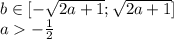 b \in [-\sqrt{2a+1};\sqrt{2a+1} ] \\
 a-\frac{1}{2}