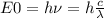 E0=h\nu =h \frac{c}{\lambda}