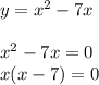 y=x^2-7x
\\\\x^2-7x=0
\\x(x-7) = 0