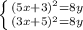 \left \{ {{(5x+3)^2=8y} \atop {(3x+5)^2=8y}} \right.