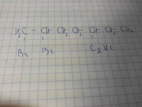 Написати спрощену структурну формулу 1,2-дибромо-5-етилгептану