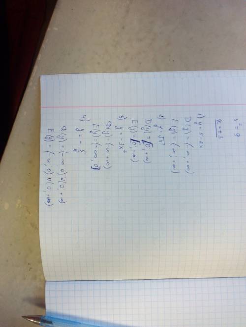 Найти d(y) и e(y) 1) y= 5 - 2x 2) y= √x 3) y= -3x^2 4) y= -5/x (дробь)