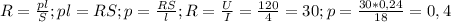 R= \frac{ pl }{S}; 
pl=RS; 
p= \frac{RS}{l};
 R= \frac{U}{I}= \frac{120}{4}=30; 
p= \frac{30*0,24}{18}=0,4