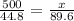 \frac{500}{44.8} = \frac{x}{89.6} 
