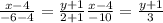 \frac{x-4}{-6-4} = \frac{y+1}{2+1} 
 \frac{x-4}{-10} = \frac{y+1}{3}