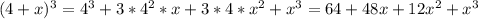 (4+x)^3=4^3+3*4^2*x+3*4*x^2+x^3=64+48x+12x^2+x^3