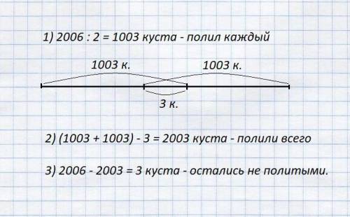 Всаду у ани и вити росло 2006 розовых кустов. витя полил половину всех кустов, и аня полила половину