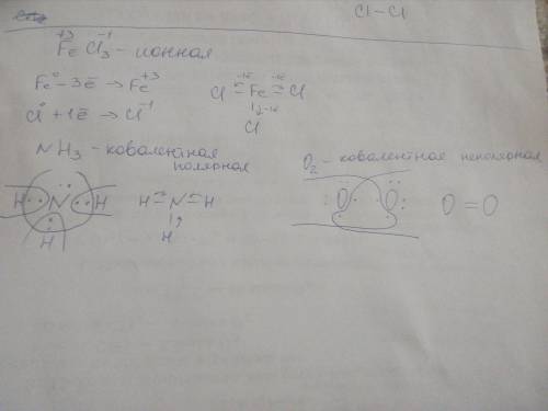 Показать механизм образования связи: fecl3,nh3,o2 зарания блогадарю