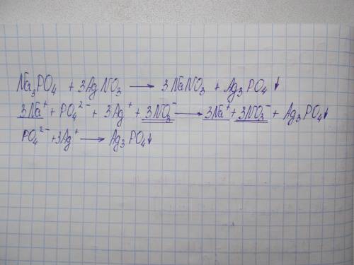 Napo4+3agno3= 3 nano3+ag3po4 составить полное и сокращенное ионное уравнение