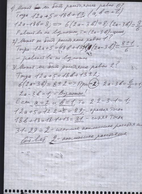 Отметим на числовой прямой точки, при делении на 12 остаток 5, красным карандашом, а точки, при деле