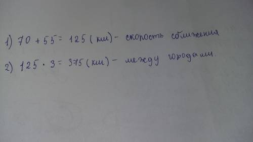 Из двух городов одновременно навстречу друг другу выехали две машины. скорость одной машины 70 килом