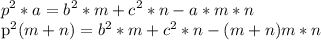 \displaystyle p^2*a=b^2*m+c^2*n-a*m*n

p^2(m+n)=b^2*m+c^2*n-(m+n)m*n