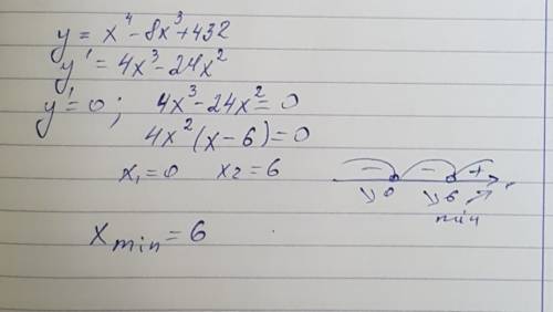 Найти экстремум функций y= x^4-8x^3+432