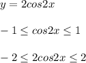 y=2cos2x\\\\
-1\leq cos2x \leq 1\\\\ -2\leq 2cos2x \leq 2
