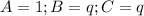 A=1;B=q;C=q