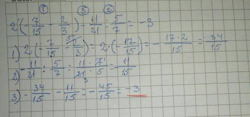 Решите выражение 2*(-7/15-2/3) - 11/21 : 5/7=? заранее .