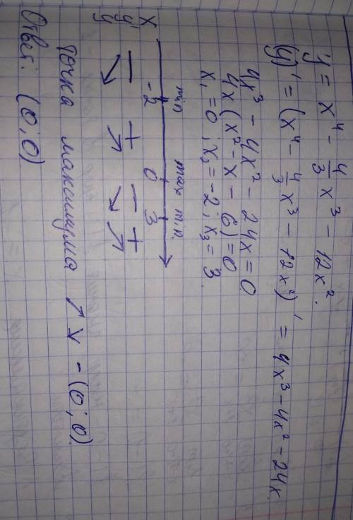 Найдите точку максимума функции y= - - 12