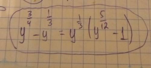 Вынесите общий множитель за скобки y^3/4 - y^1/3