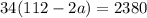 34(112-2a)=2380