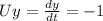 Uy_{} =\frac{dy}{dt}=-1