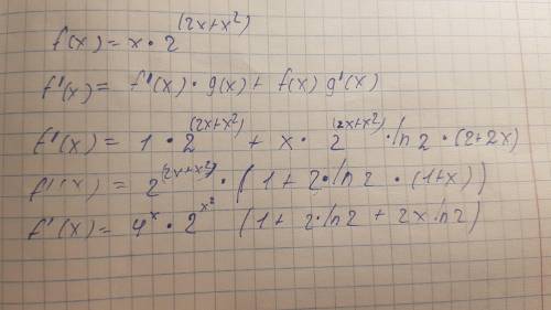 Найти производную сложной ф-ции. f(x) x*2^(2x+x^2)