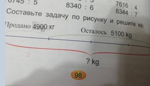 Составьте по рисунку и решите её: продано ? kgосталось 5100 kg? kg