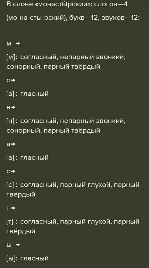 Фонетичний розбір слово Монастирський