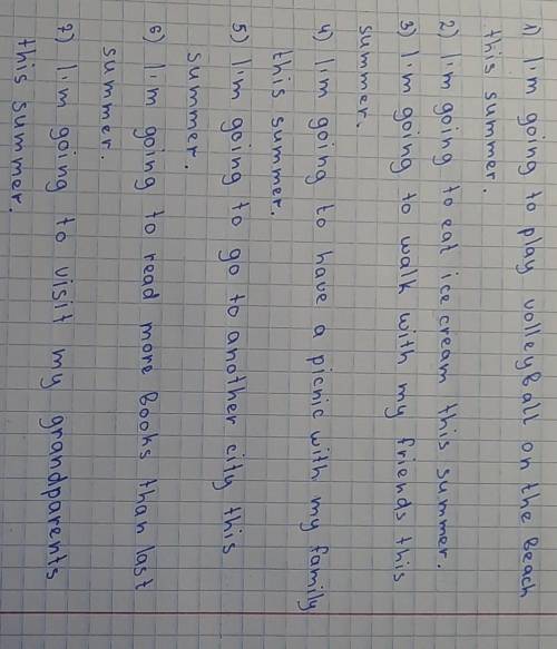 7 предложений что я собираюсь делать летом должно начинаться: I'm going to и т.д.​