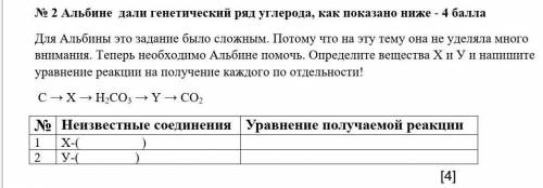 Альбине дали генетический ряд углерода, как показано ниже
