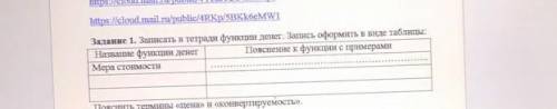 Записать в тетради функции денег. Запись оформить в виде таблицы это обществознание