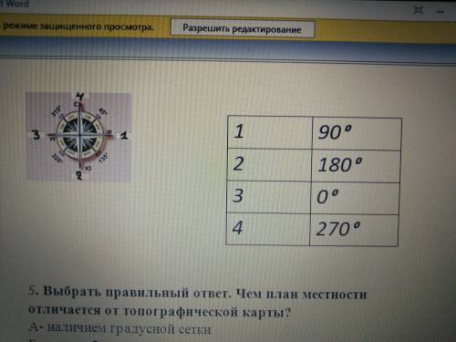 Выбрать правильный ответ. Азимут может изменятся: А - от 0 до 90° Б - от 0 до 360° В - от 0 до 270°
