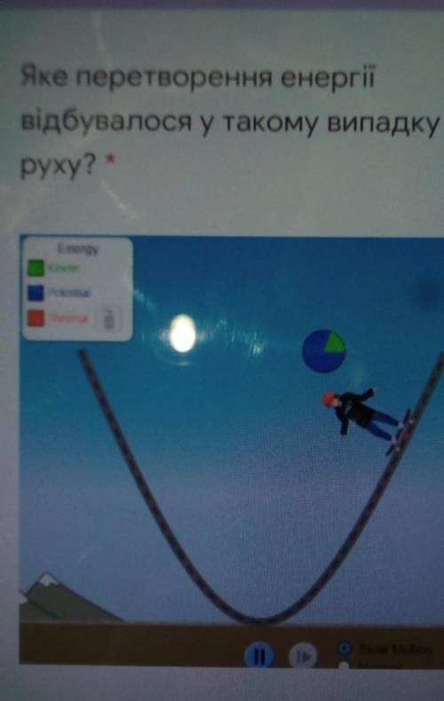 Яке перетворення енергіївідбувалося у такому випадкуруху? *