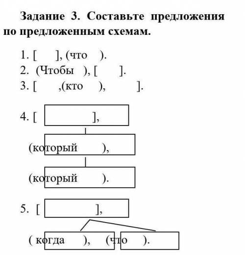 Составьте предложения по предложенным схемам.