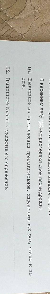 Прочитайте предложение и выпишите задание В1 В2.