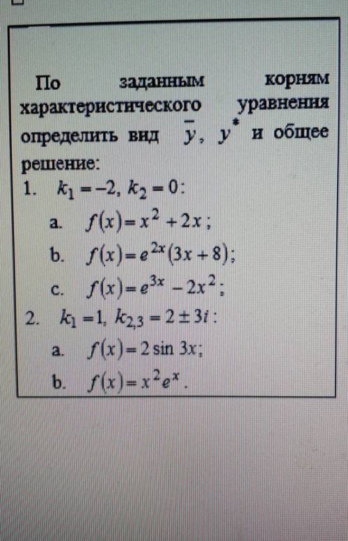 По заданным корням характеристического уравнения определить вид 