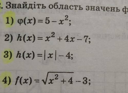 с алгеброй 10 класс, примеры 1,3,4,найти область значений функции