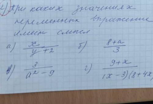 При каких значения переменных выражение имеете смысл 