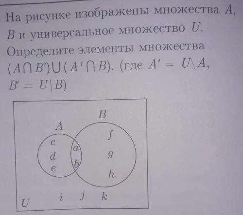 На рисунке изображены множества А.В и универсальное множество U......