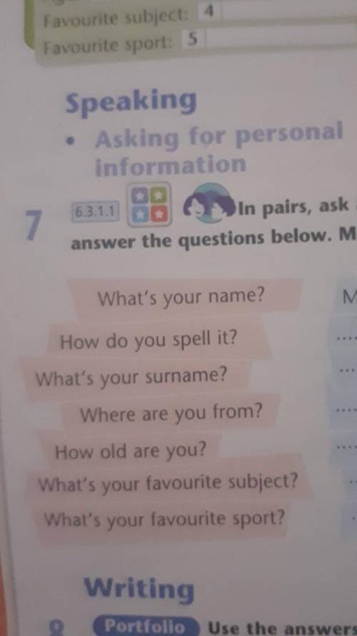 In pairs ask and answer the questions below. Make notes.