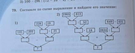 Составьте по схеме выражение и найдите его значение