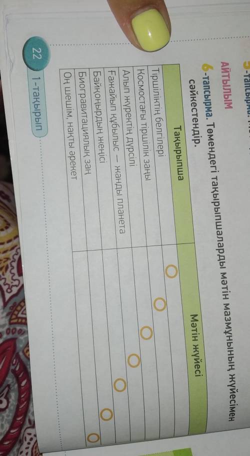 Төмендегі тақырыпшаларды мәтін мазмұнының жүйесімен сәйкестендір