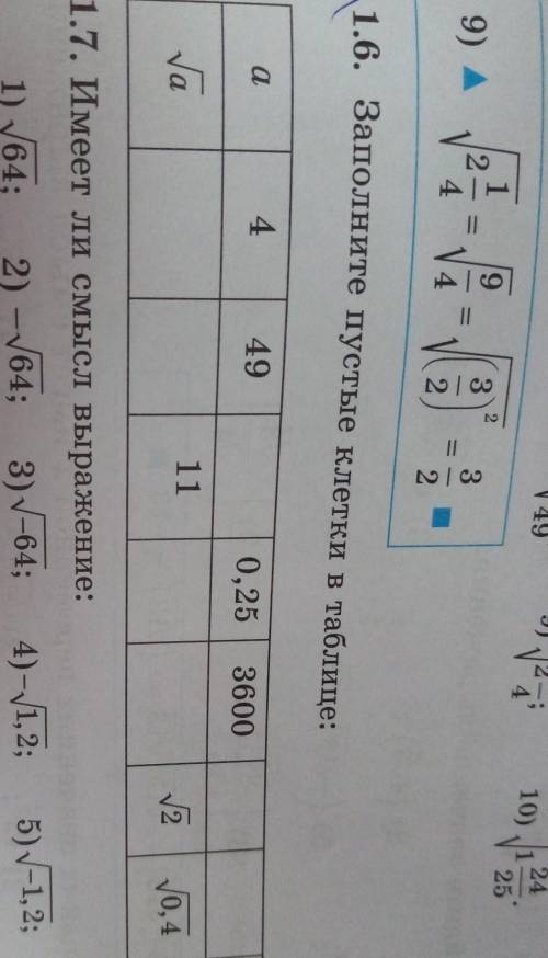 Заполните пустые клетки в таблице