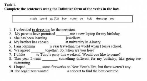 Complete the sentences using the Infinitive form of the verbs in the box.plz plz plz plz