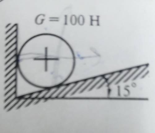 Определить величину и направление реакций связей G=100 15°