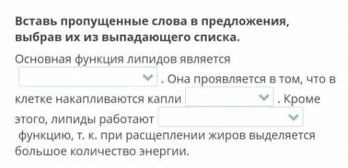 Вставь пропущенные слова в предложения, выбрав их из выпадающего списка.