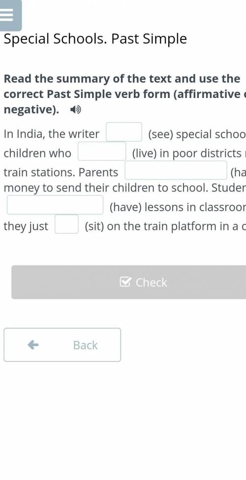 In India, the writer (see) special schools for children who (live) in poor districts near train st